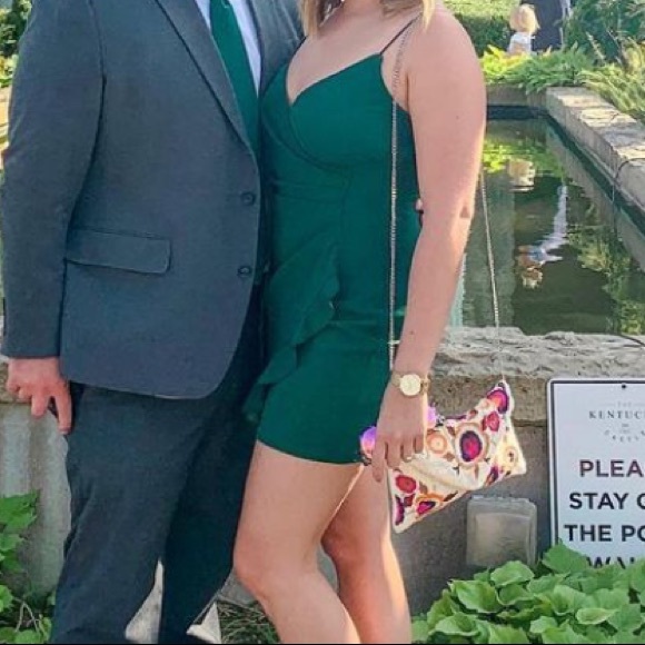 Emerald Green Mini Dress - Picture 1 of 4